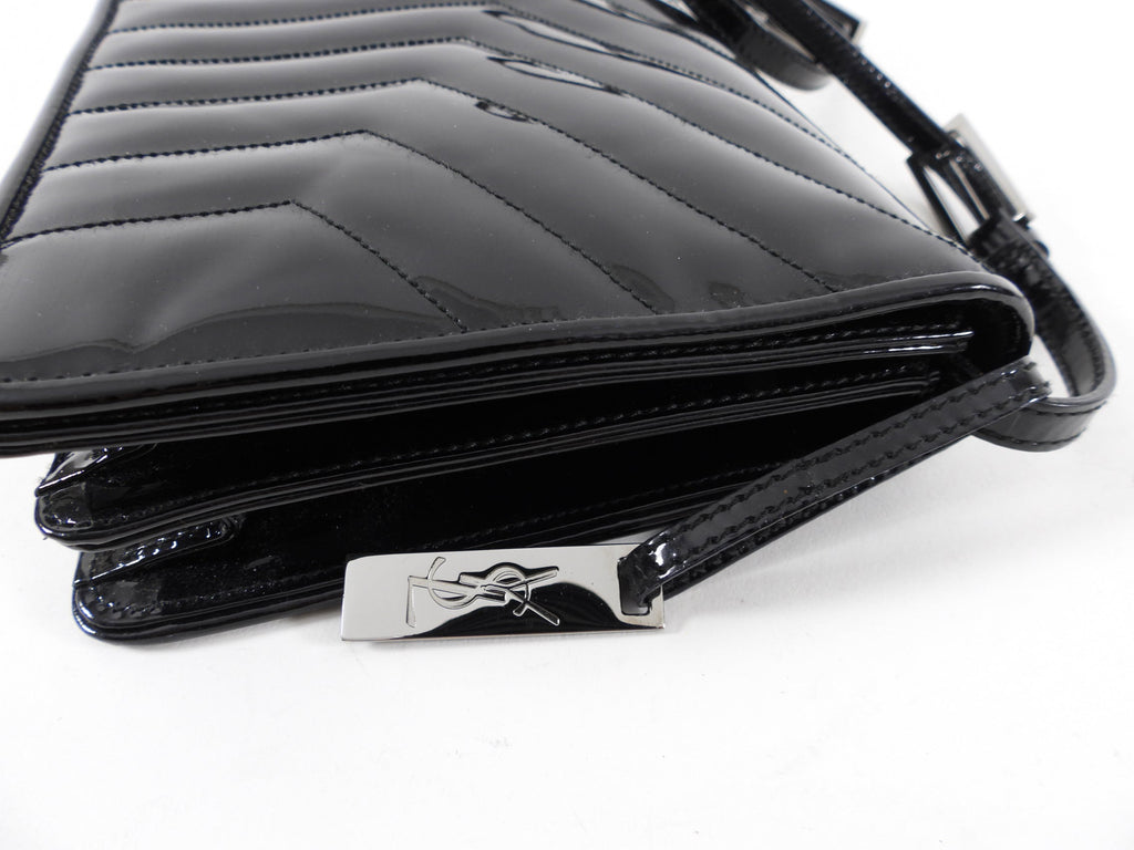 Yves Saint Laurent Rive Gauche Black Patent Y Ligne Shoulder Bag