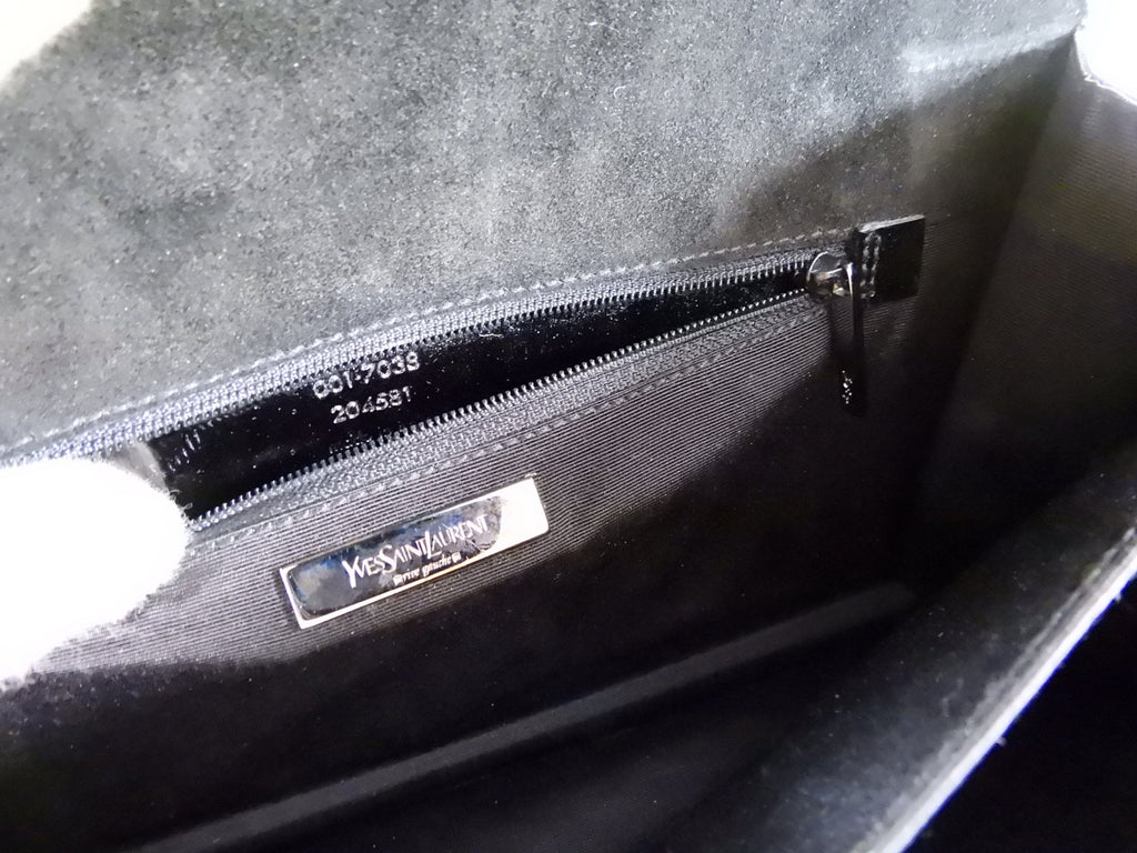 Yves Saint Laurent Rive Gauche Black Patent Y Ligne Shoulder Bag