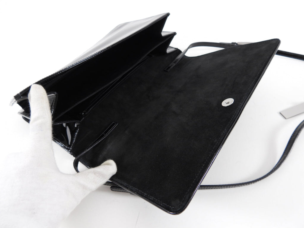 Yves Saint Laurent Rive Gauche Black Patent Y Ligne Shoulder Bag