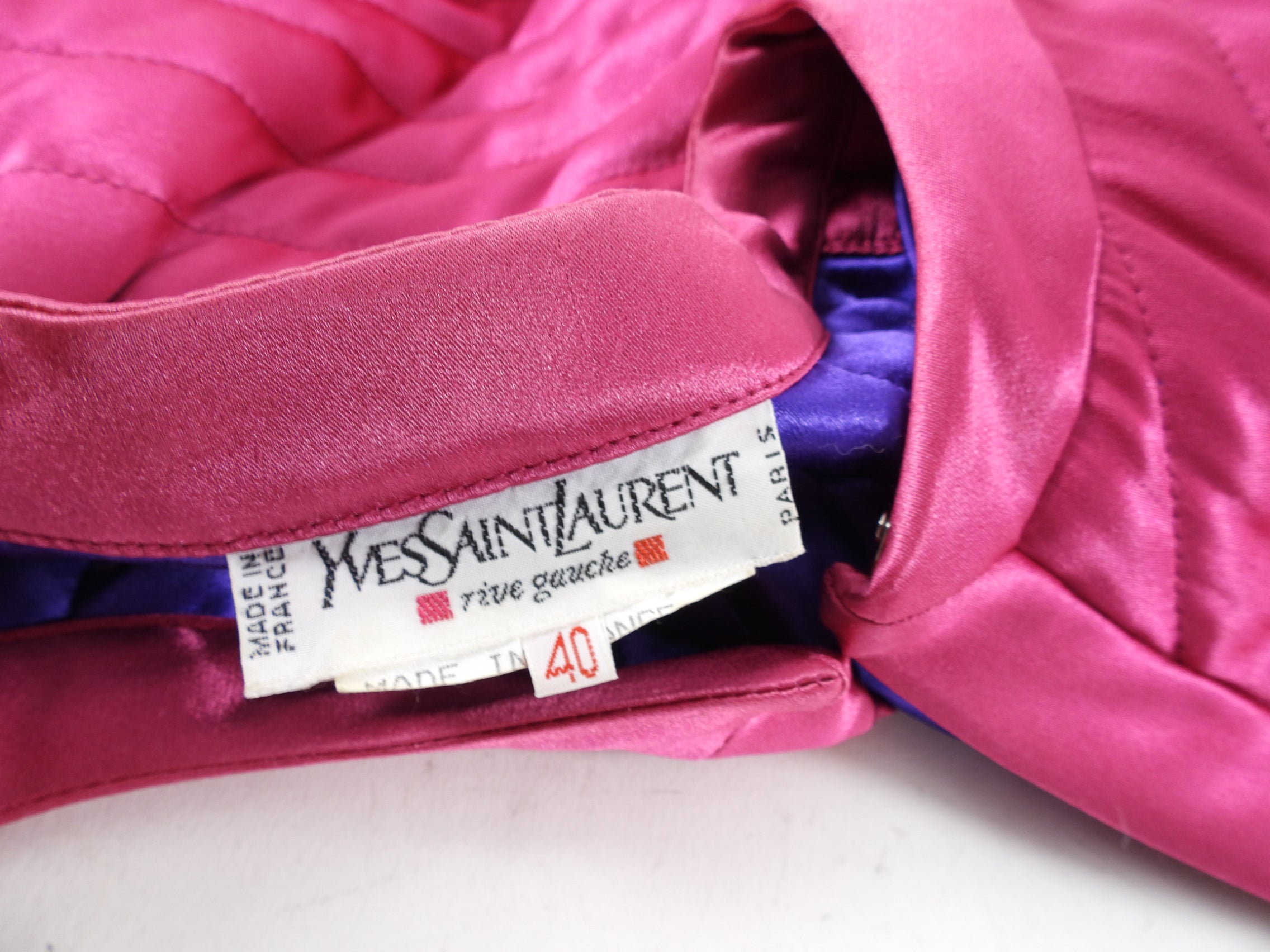 Yves Saint Laurent Fall 1987 Vintage Pink Satin Quilted Jacket
