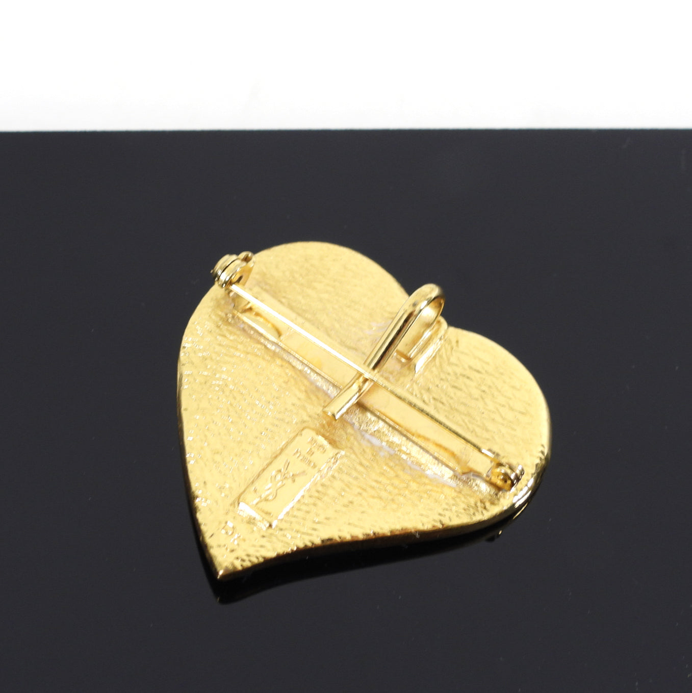 Yves Saint Laurent Vintage 1990's Script Heart Pin / Brooch