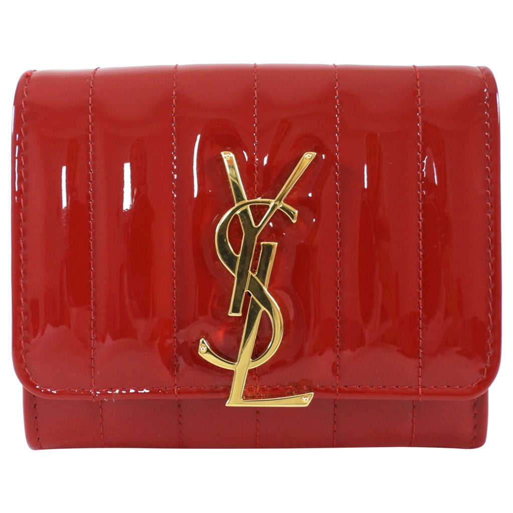 Saint Laurent Red Patent Leather Monogram Compact Wallet