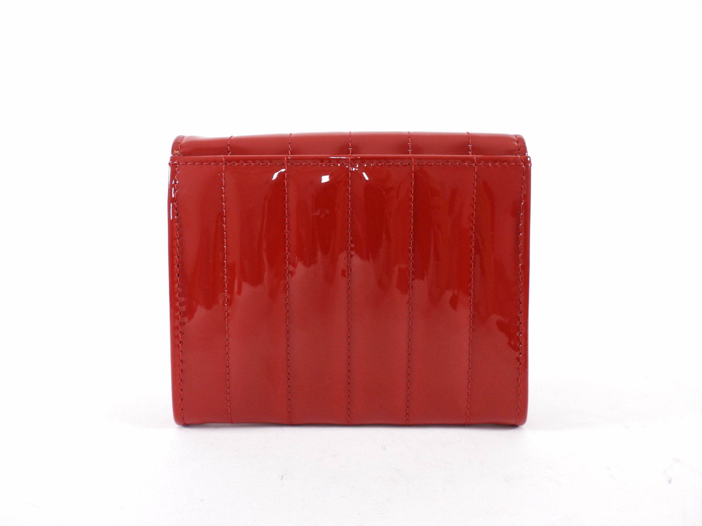 Saint Laurent Red Patent Leather Monogram Compact Wallet