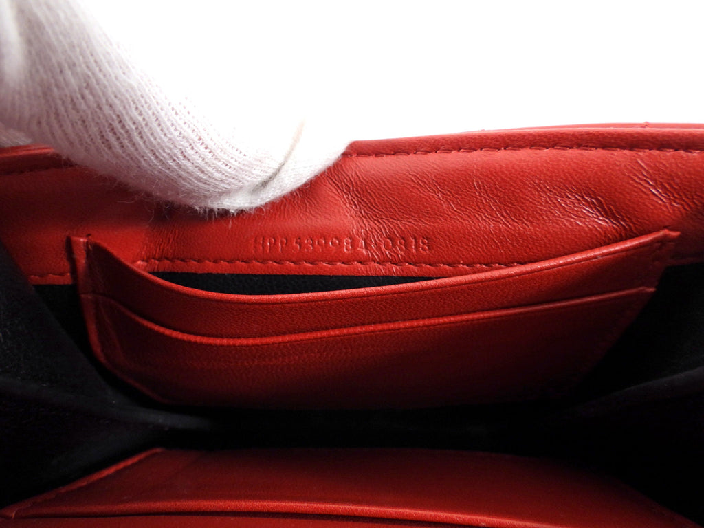 Saint Laurent Red Patent Leather Monogram Compact Wallet