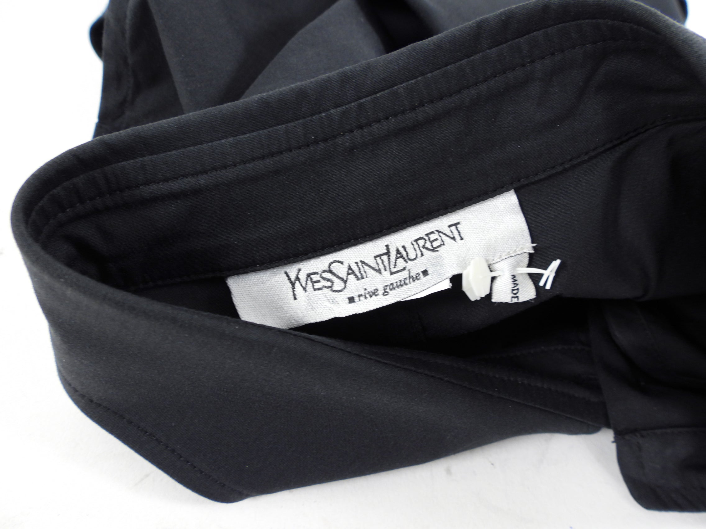 Yves Saint Laurent Black Cotton Sleeveless Shirt with Gold Buttons - L