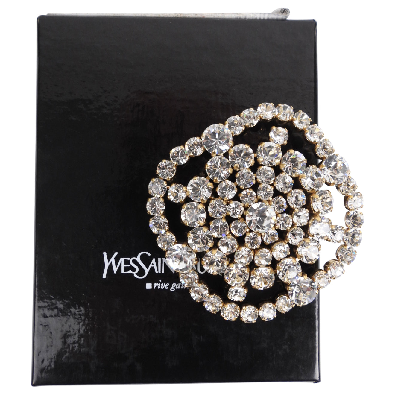 Yves Saint Laurent Vintage Large Clear Rhinestone Brooch