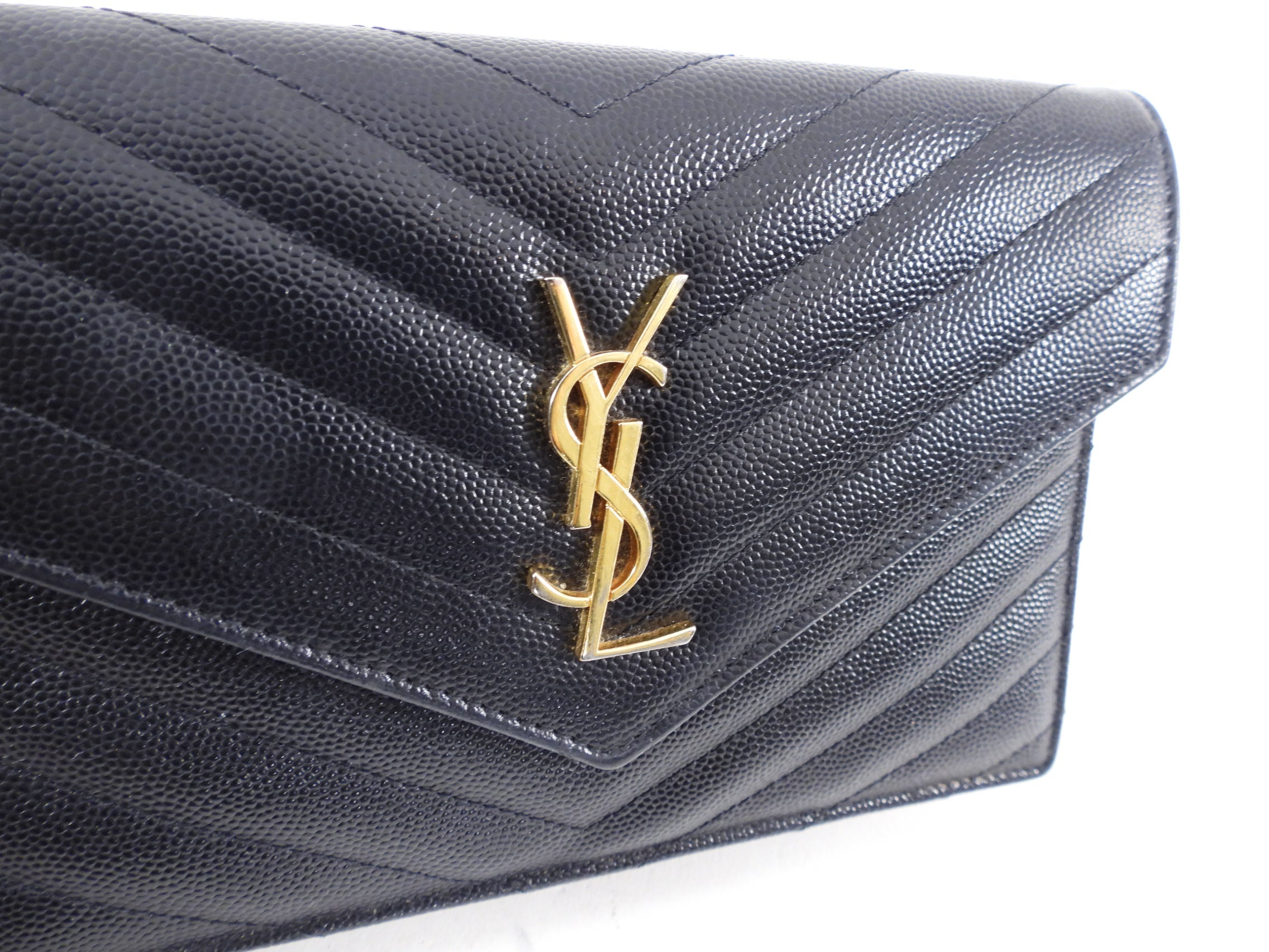 Saint Laurent Black Cassandre Wallet on Chain Crossbody Bag