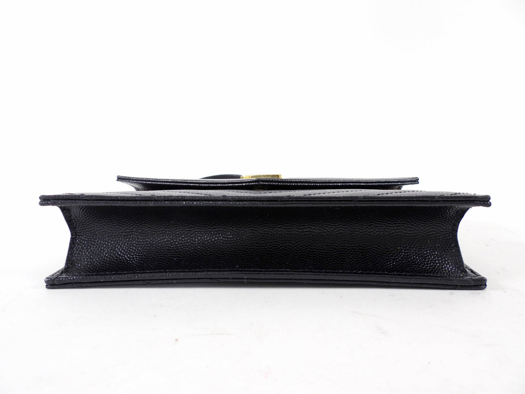 Saint Laurent Black Grain de Poudre Cassandre Wallet on Chain Bag