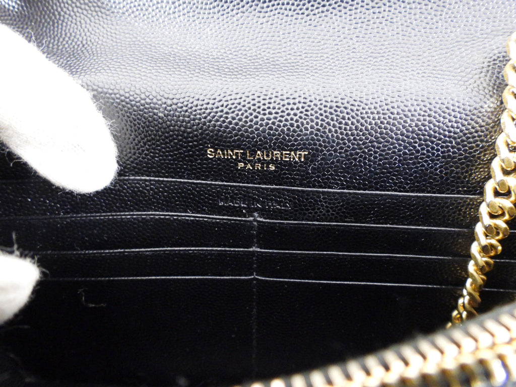 Saint Laurent Black Cassandre Wallet on Chain Crossbody Bag