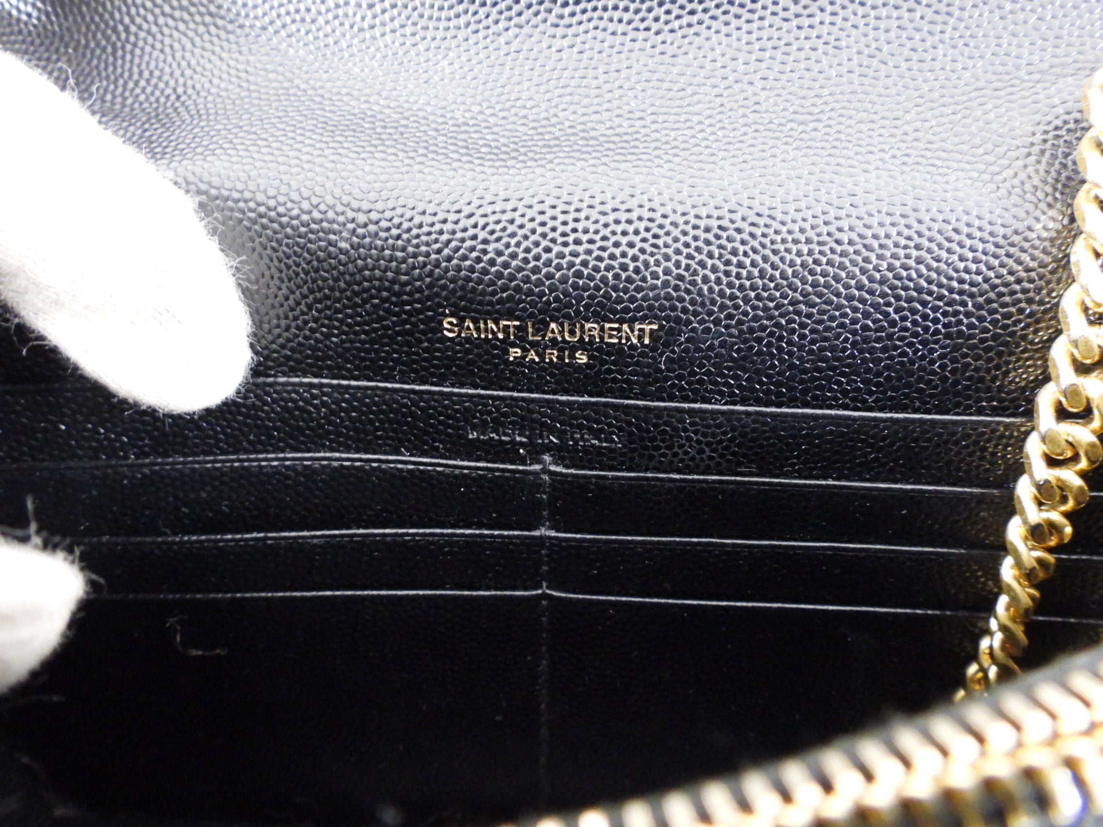Saint Laurent Black Cassandre Wallet on Chain Crossbody Bag