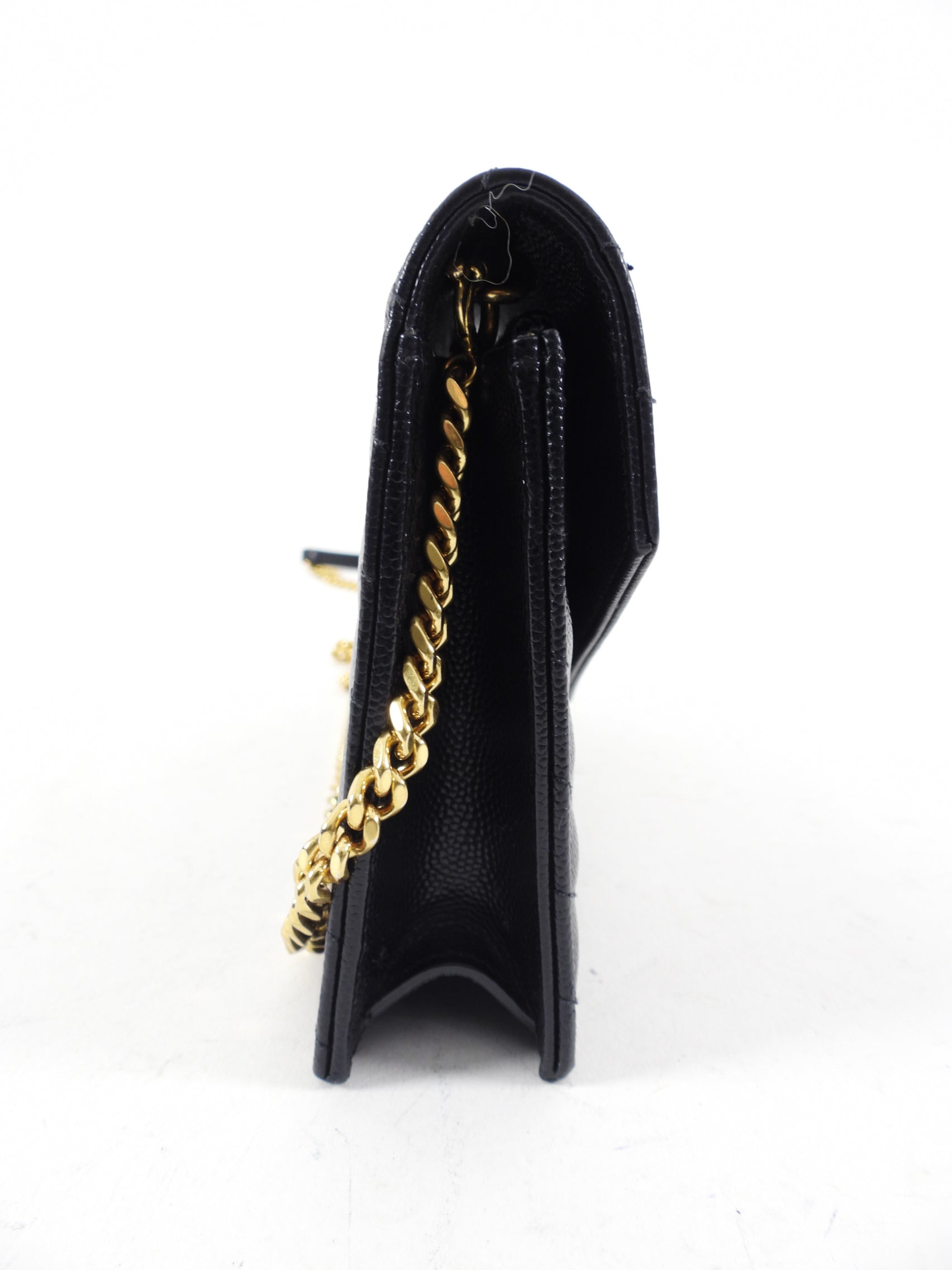 Saint Laurent Black Cassandre Wallet on Chain Crossbody Bag