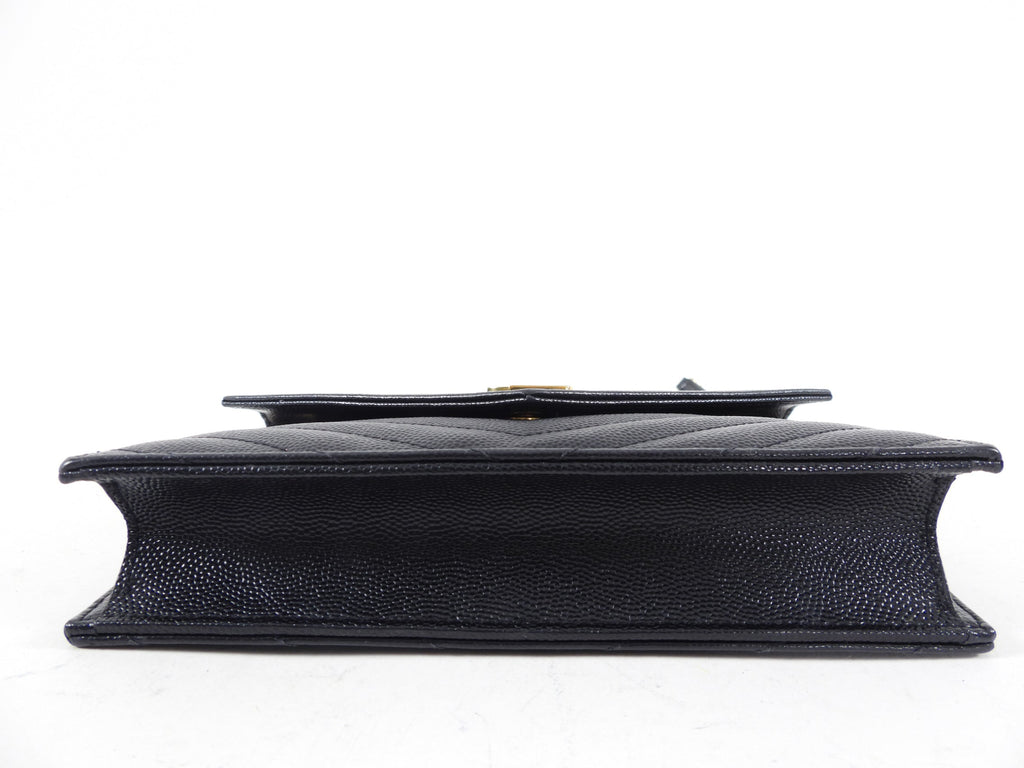 Saint Laurent Black Cassandre Wallet on Chain Crossbody Bag