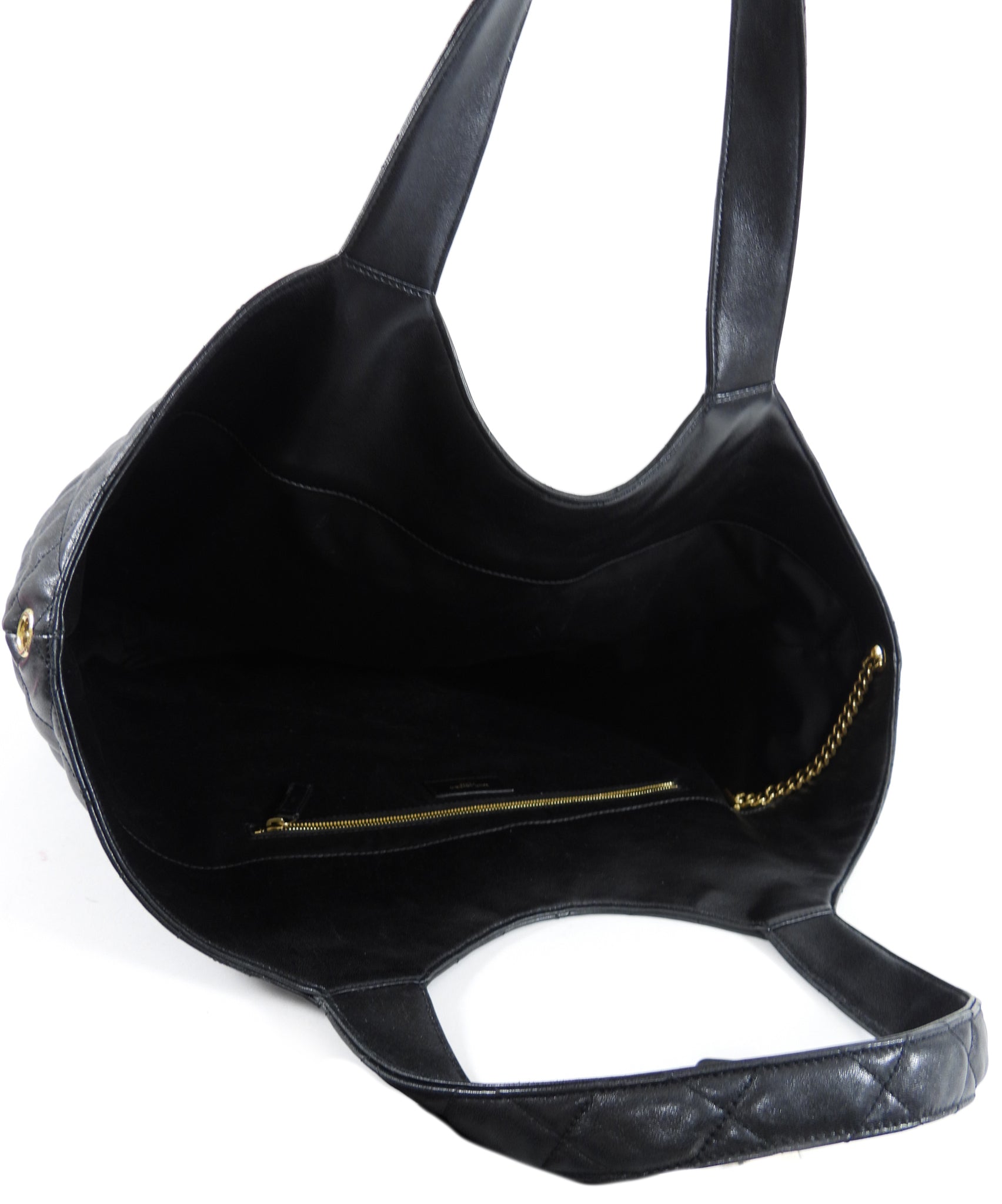 Saint Laurent Black Quilted Lambskin Icare Maxi Shopping Tote with Pouch