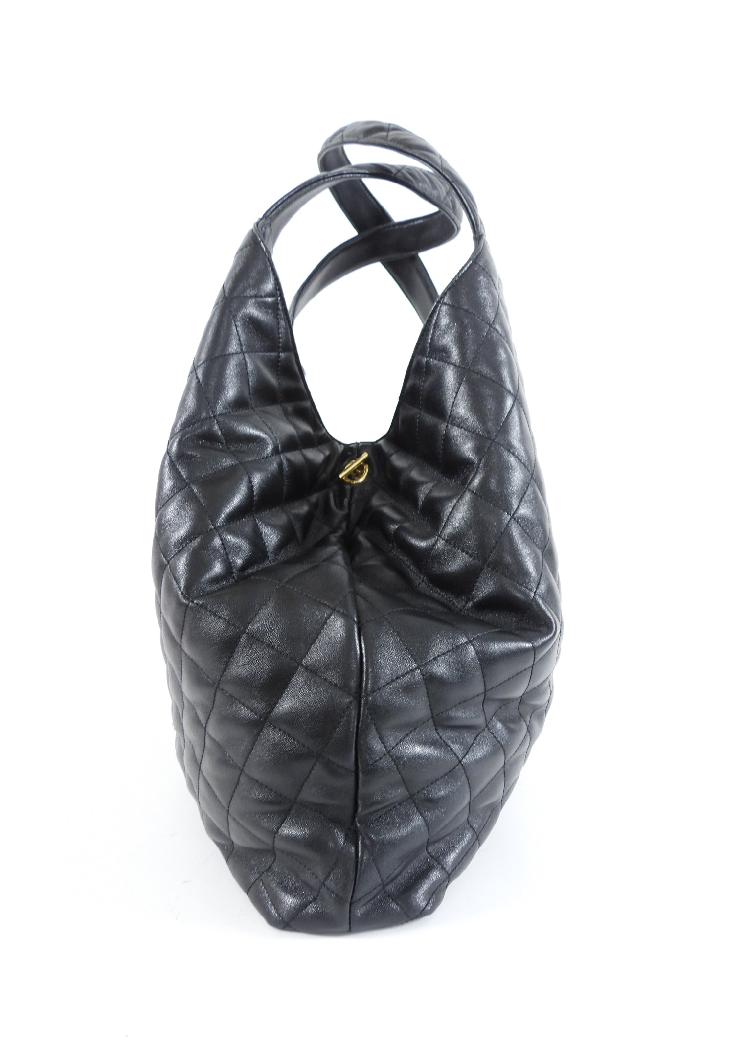 Saint Laurent Black Quilted Lambskin Icare Maxi Shopping Tote with Pouch