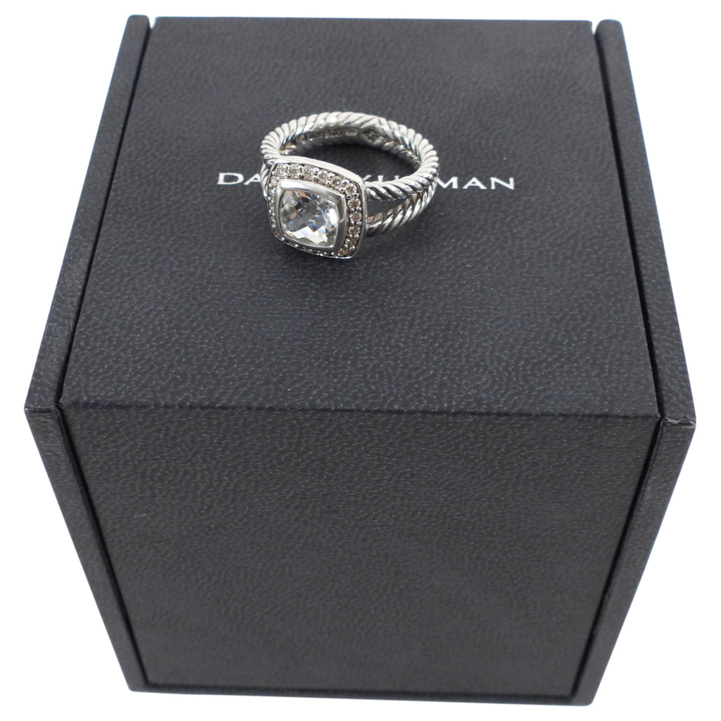 David Yurman Petite Albion Sterling Diamond White Topaz Ring - 5.5