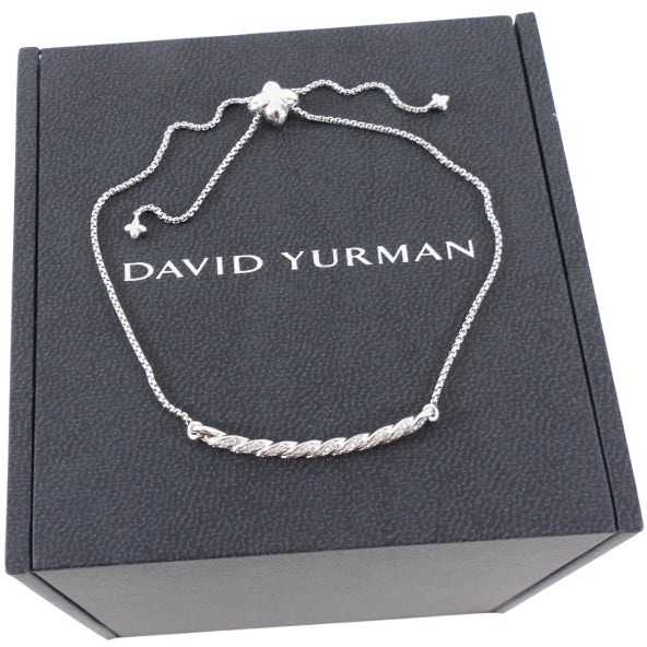David Yurman 18k White Gold and Diamond Paveflex Slide Bracelet