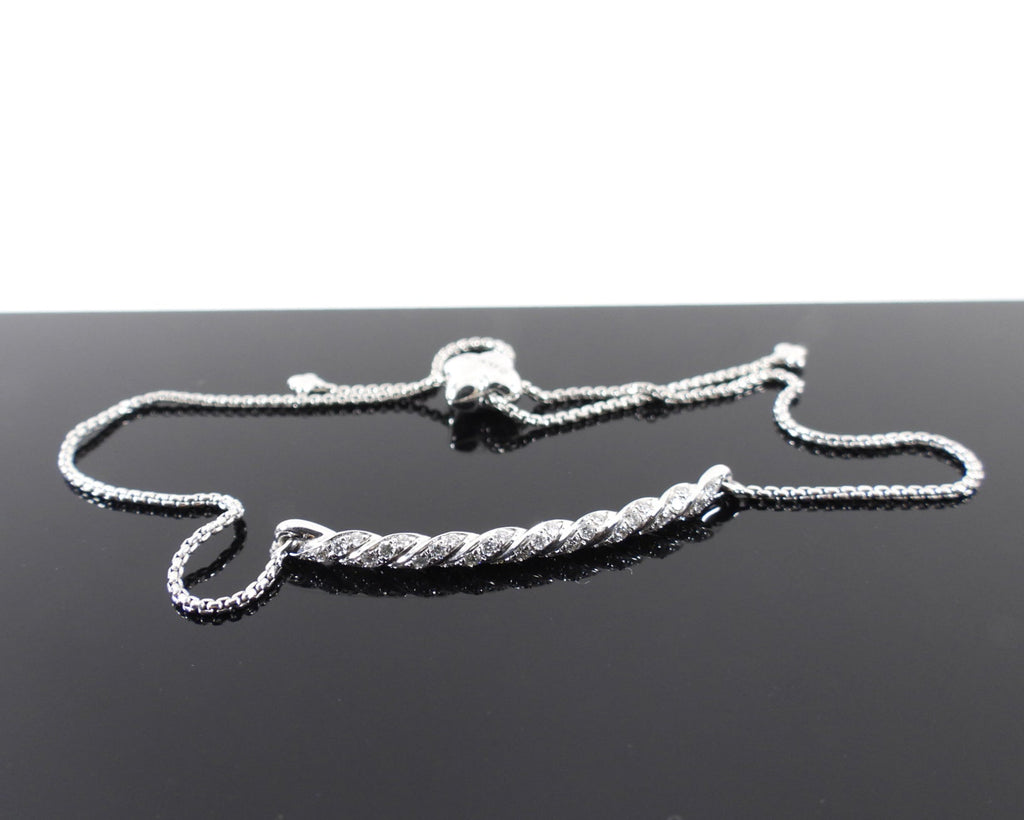 David Yurman 18k White Gold and Diamond Paveflex Slide Bracelet