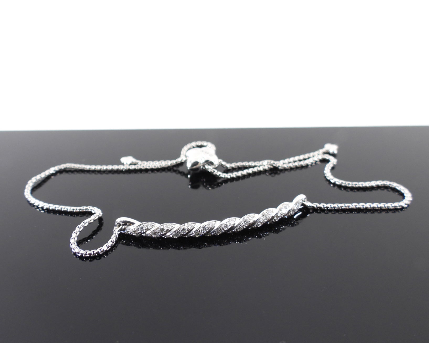 David Yurman 18k White Gold and Diamond Paveflex Slide Bracelet