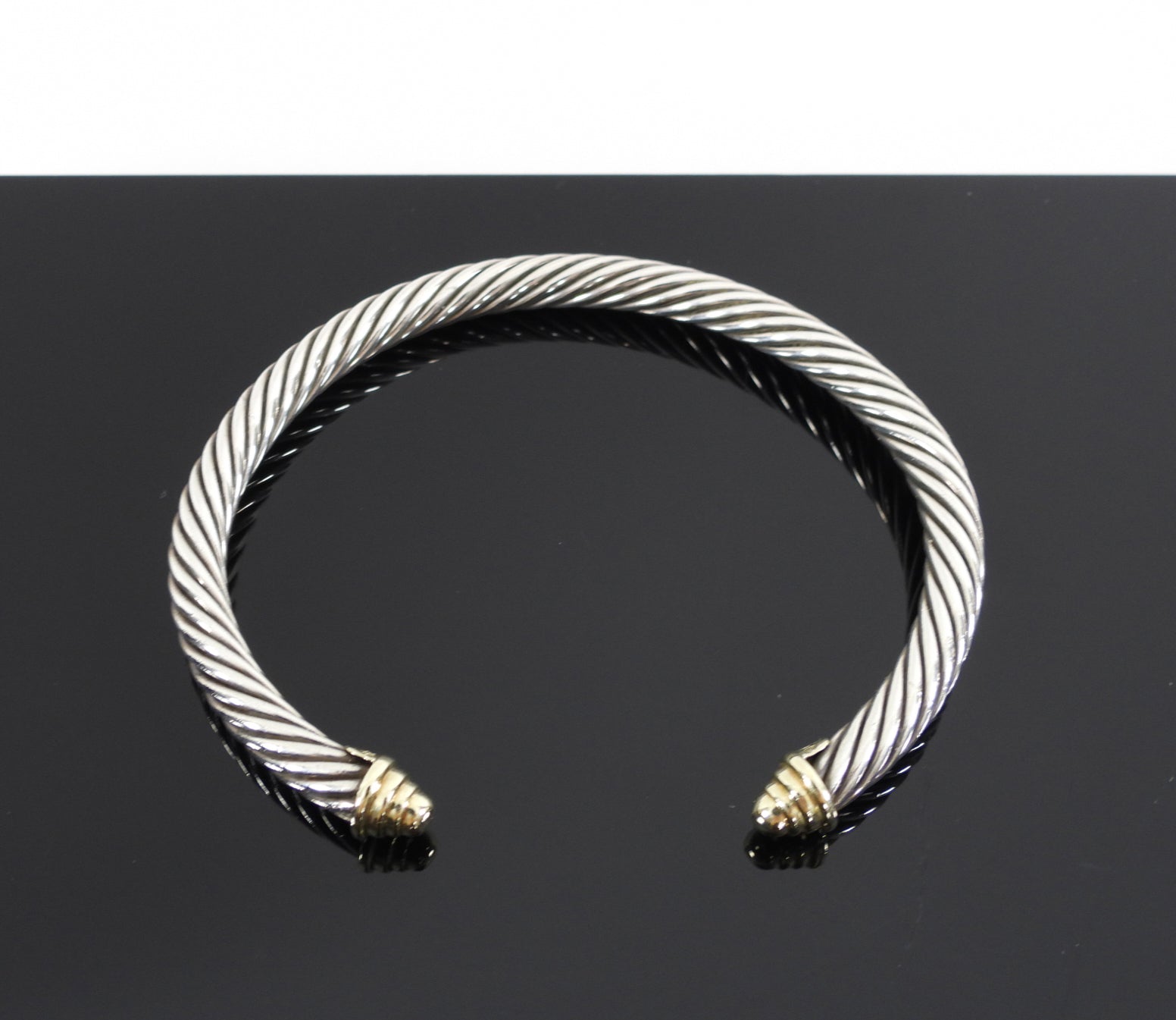David Yurman Sterling Silver and Gold 5mm Cable Classic Bracelet