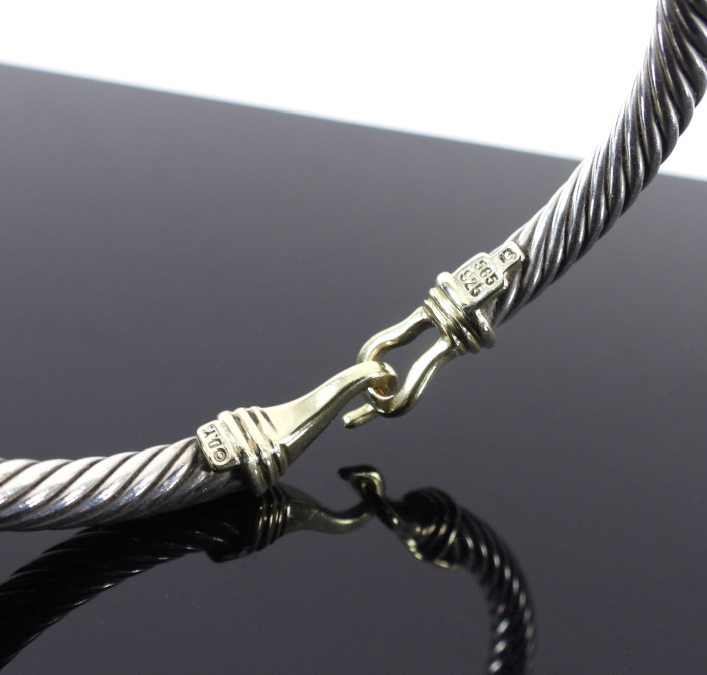 David Yurman Sterling 14k Gold 5mm Classic Cable Buckle Bracelet