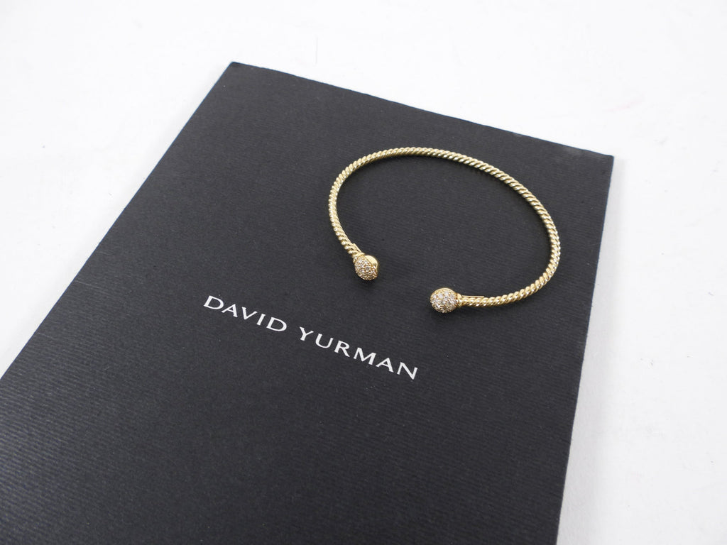 David Yurman 18k Gold Diamond Petite Solari Bead Bracelet - S