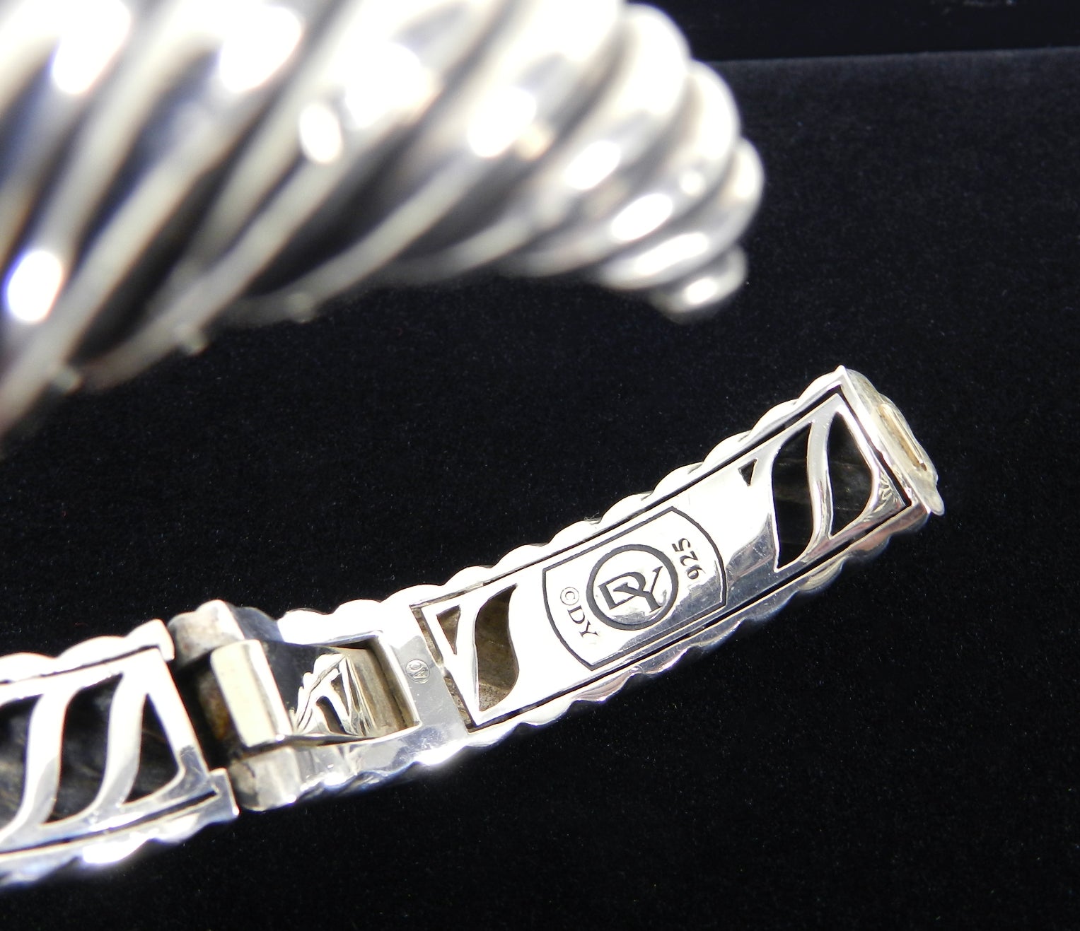 David Yurman Sterling and Pave Diamond 15mm Cable Buckle Bracelet