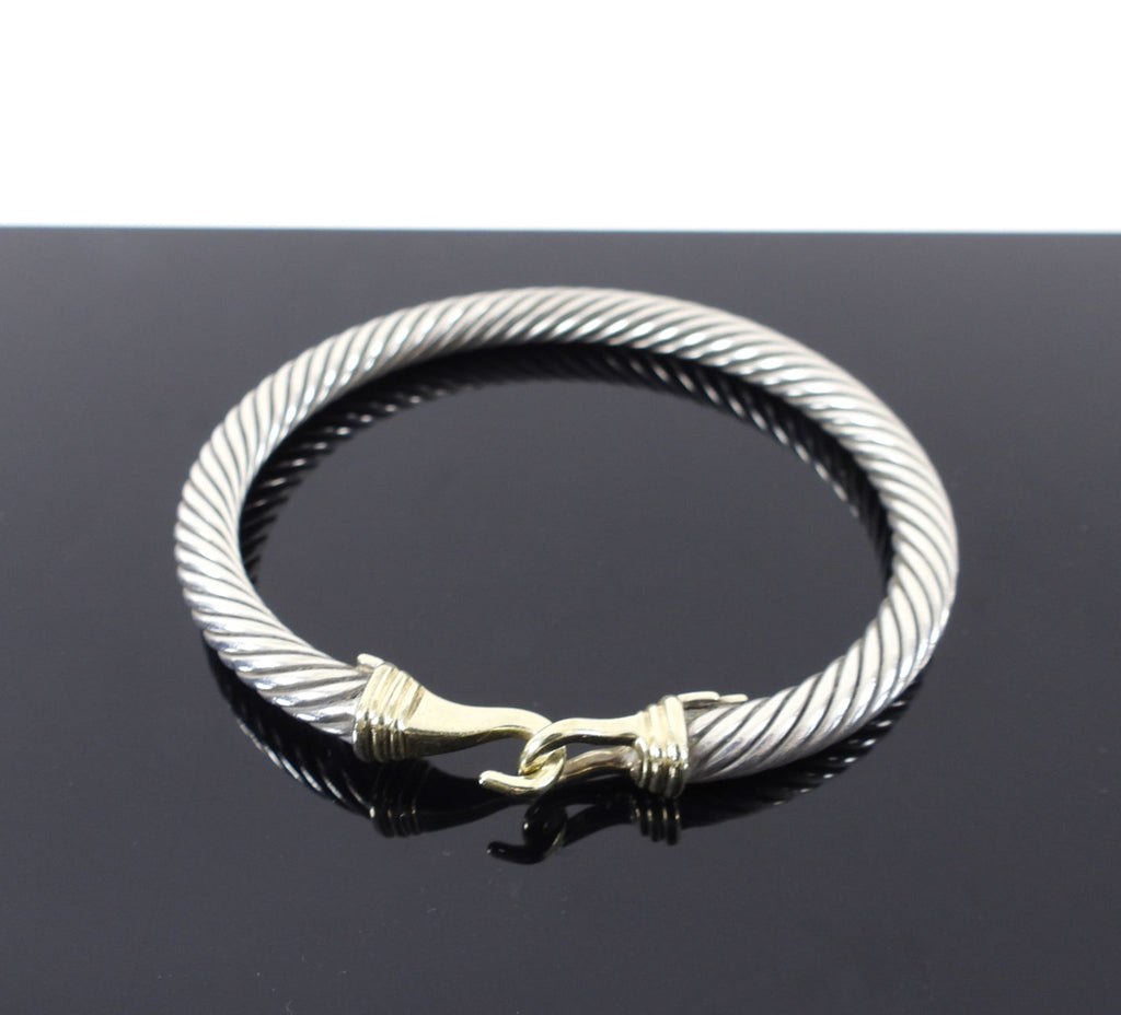 David Yurman Sterling 14k Gold 5mm Classic Cable Buckle Bracelet