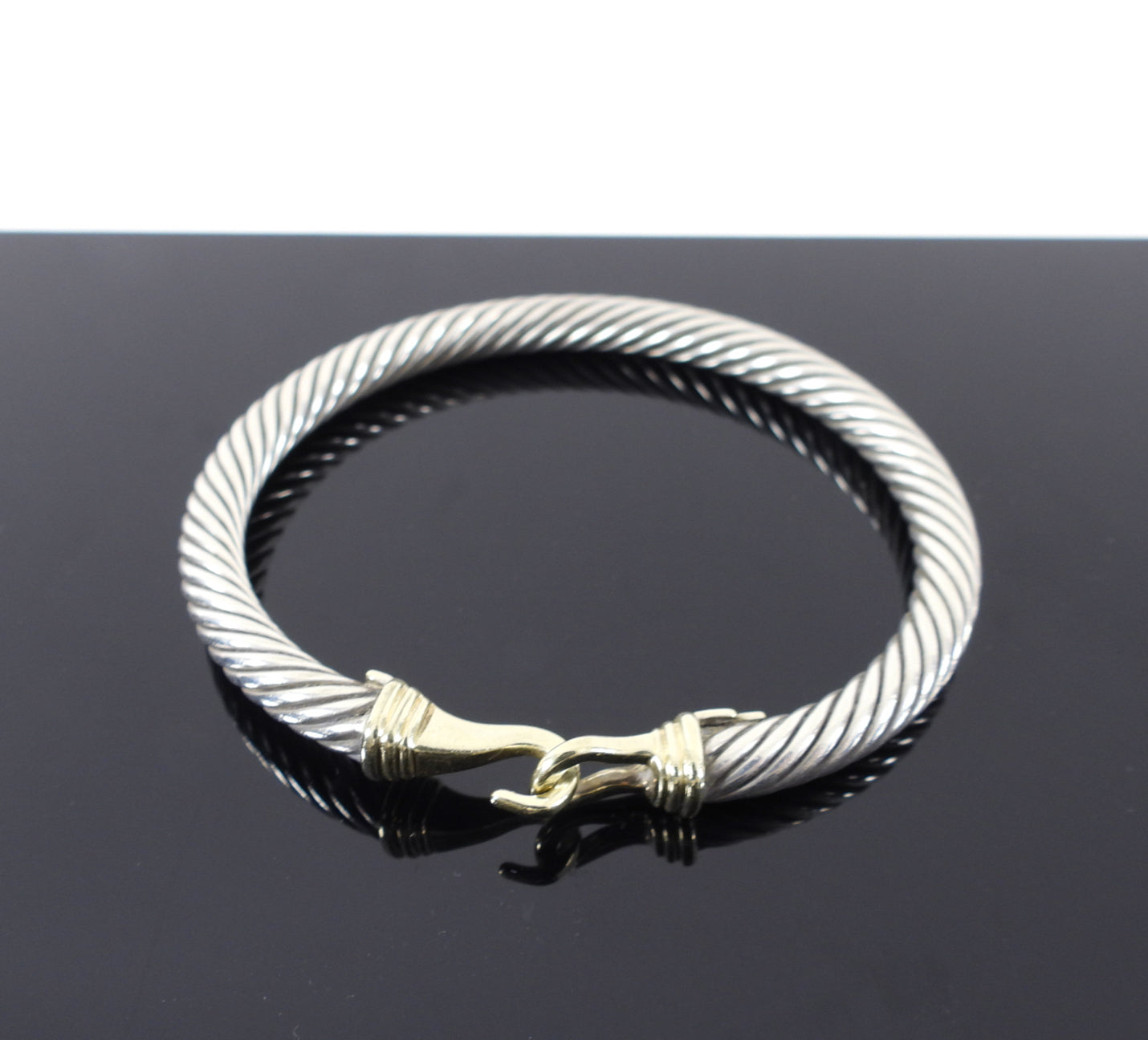 David Yurman Sterling 14k Gold 5mm Classic Cable Buckle Bracelet