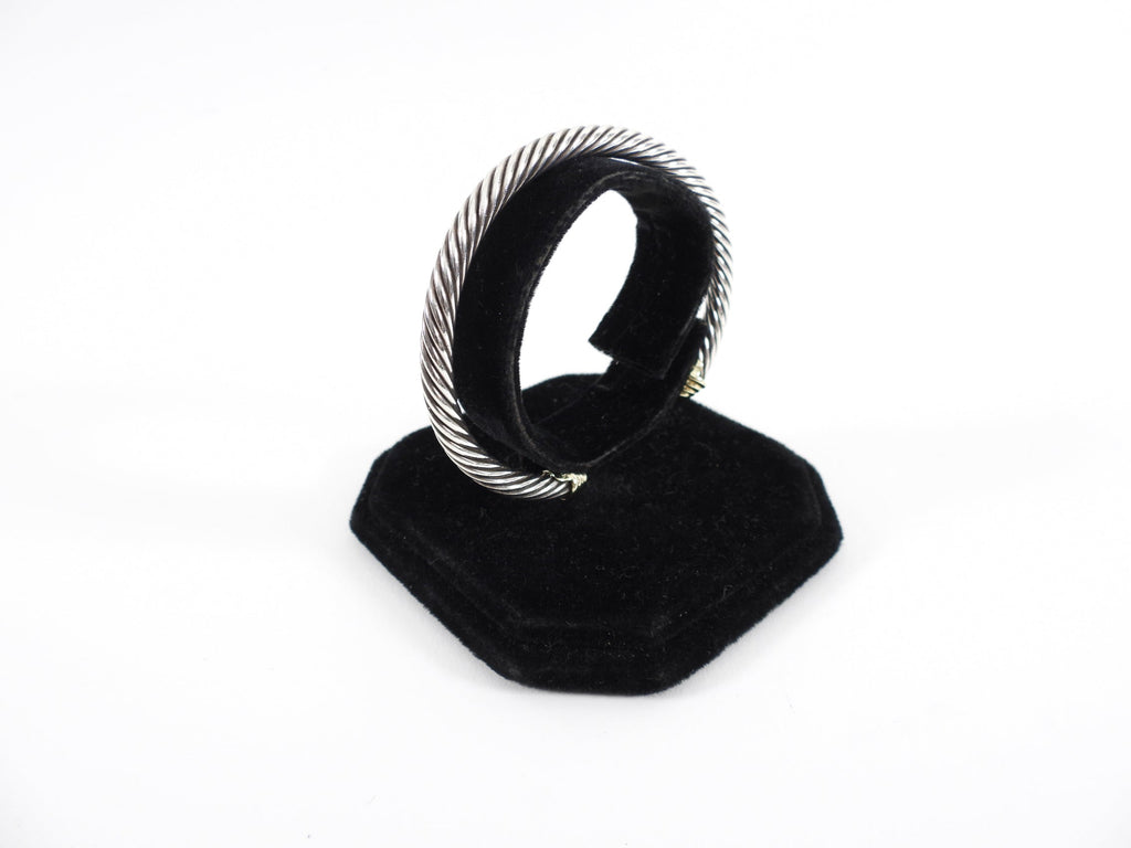 David Yurman Sterling Silver and Gold 5mm Cable Classic Bracelet