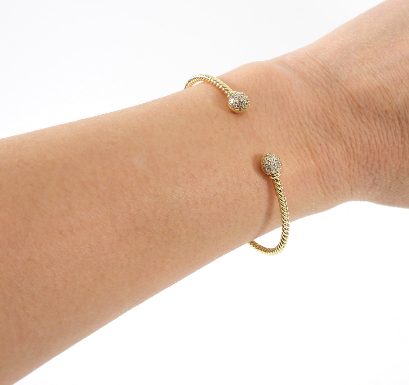 David Yurman 18k Gold Diamond Petite Solari Bead Bracelet - S