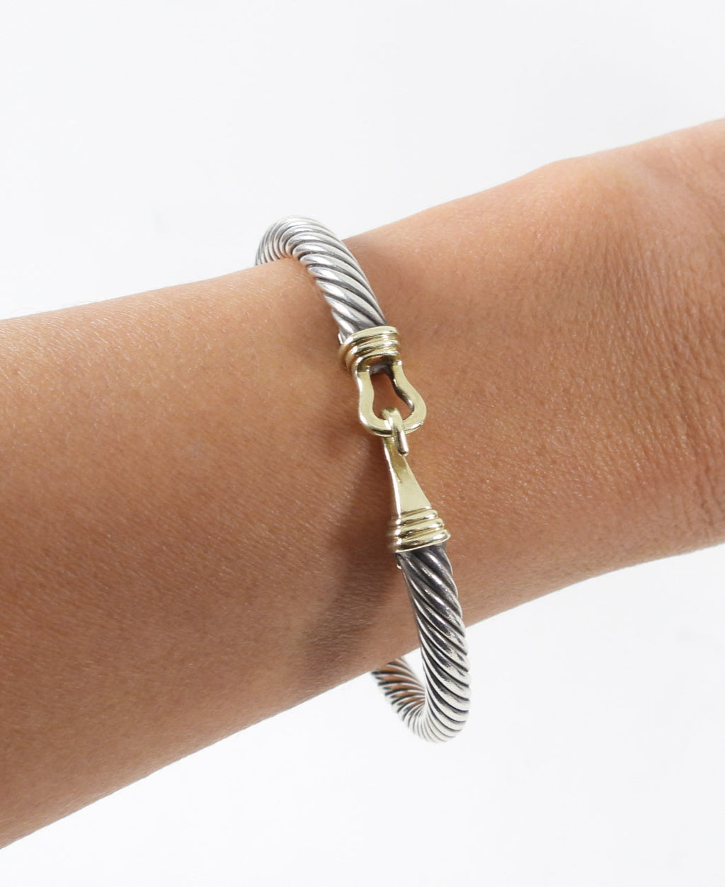 David Yurman Sterling 14k Gold 5mm Classic Cable Buckle Bracelet