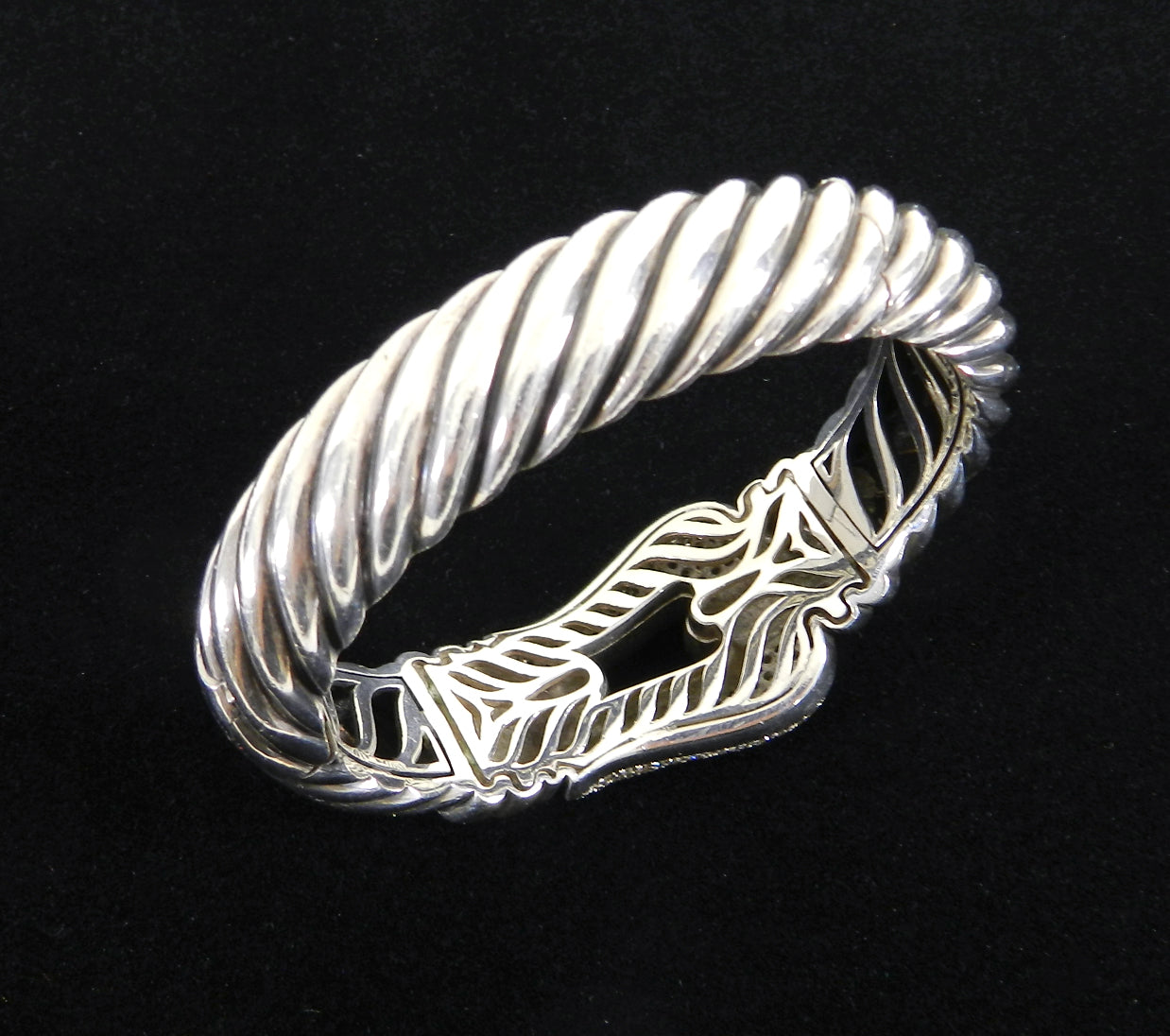 David Yurman Sterling and Pave Diamond 15mm Cable Buckle Bracelet