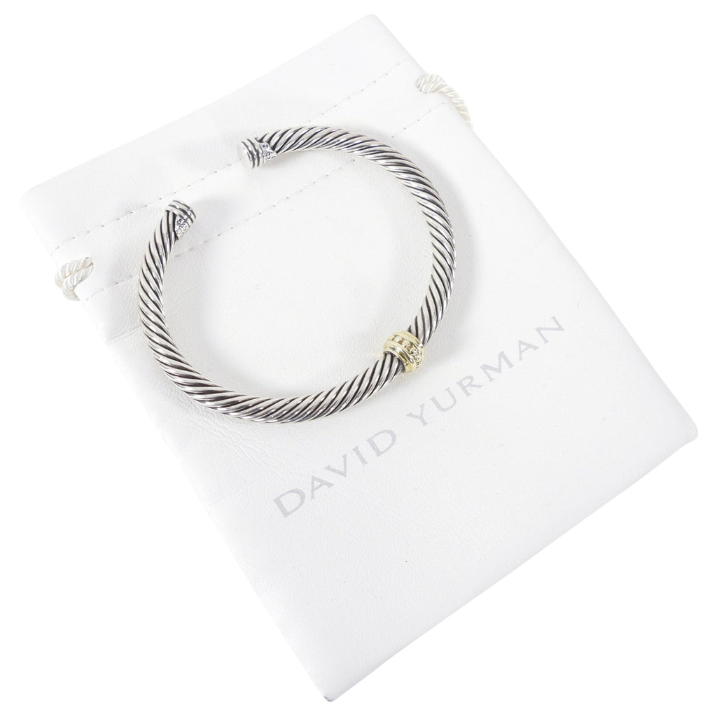 David Yurman Sterling Silver 14k Gold Single Station Cable Cuff