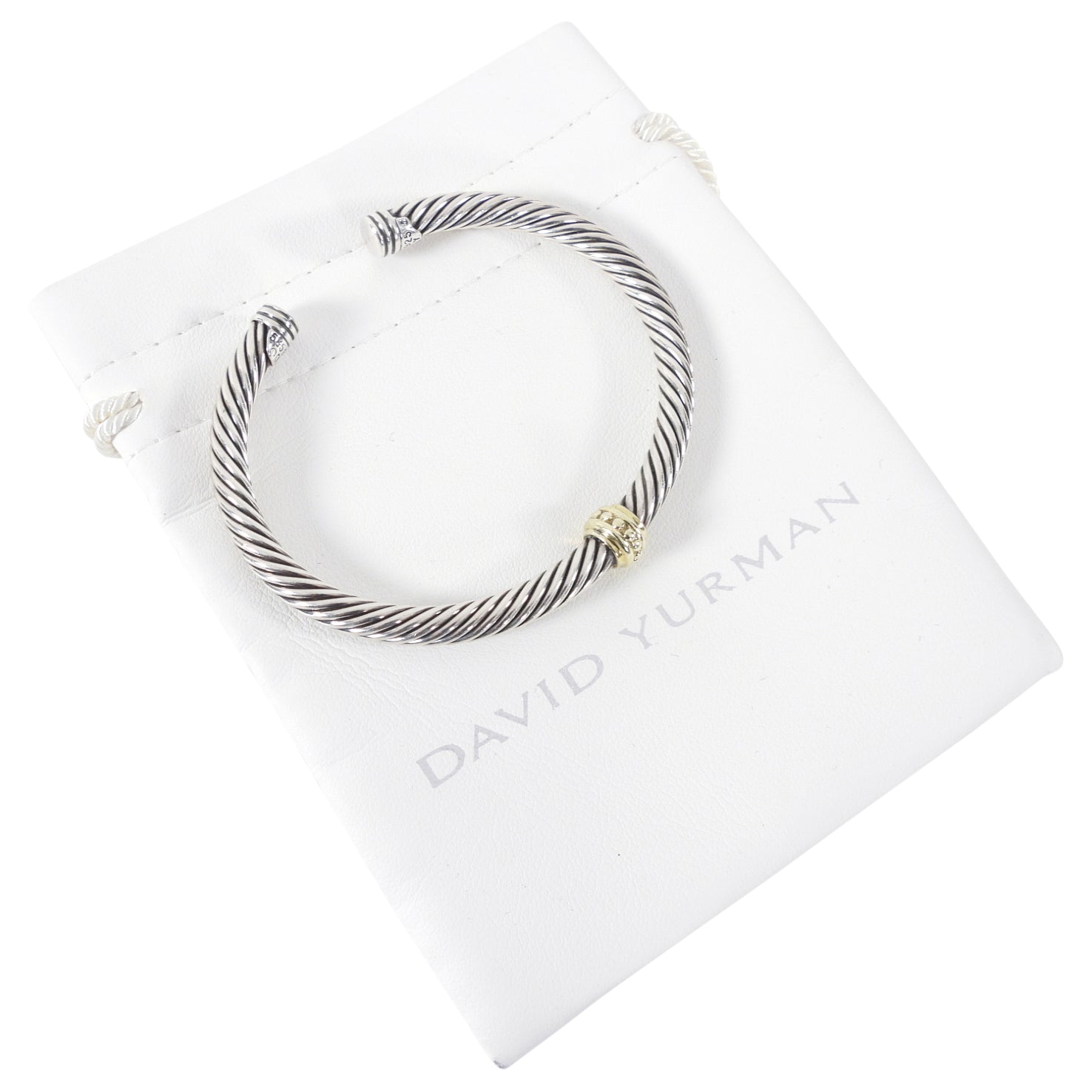 David Yurman Sterling Silver 14k Gold Single Station Cable Cuff