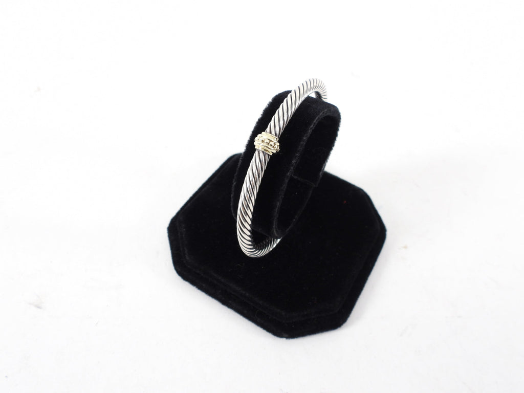David Yurman Sterling Silver 14k Gold Single Station Cable Cuff