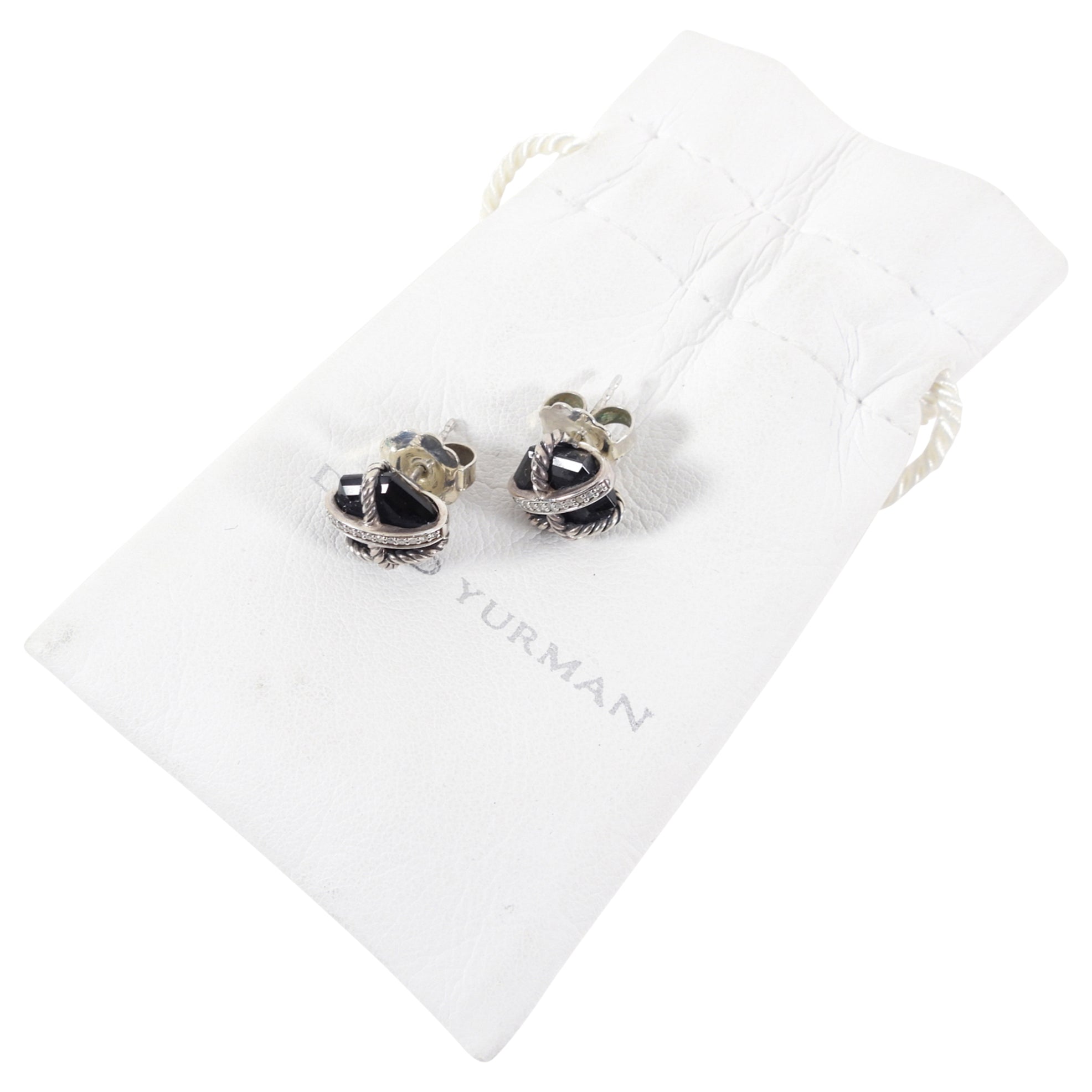 David Yurman Black Cable Wrap Diamond Earrings
