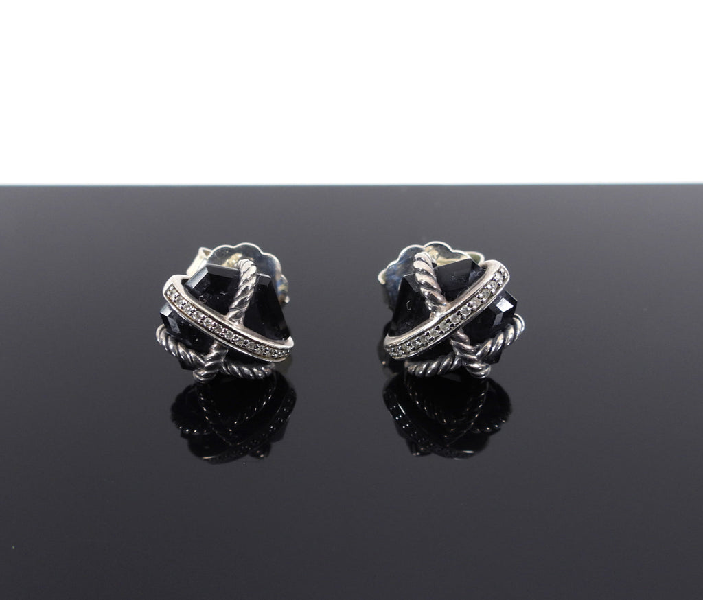 David Yurman Black Cable Wrap Diamond Earrings