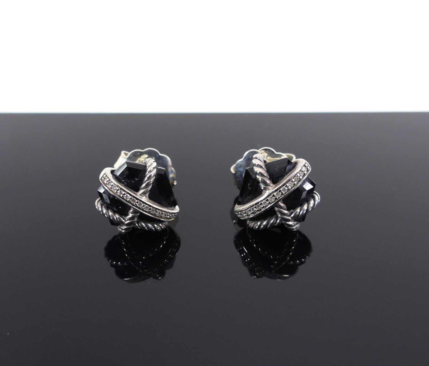 David Yurman Black Cable Wrap Diamond Earrings