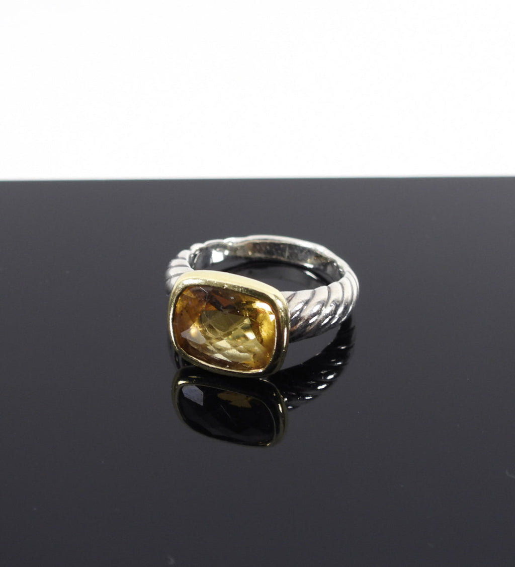 David Yurman Citrine Sterling Silver Gold Ring - USA 5