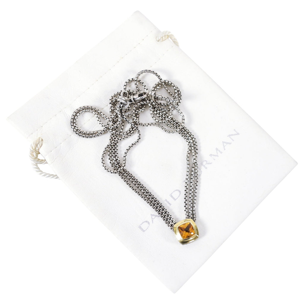 David Yurman Sterling Silver 18k Gold Citrine Albion Triple Necklace
