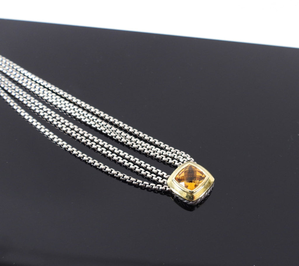 David Yurman Sterling Silver 18k Gold Citrine Albion Triple Necklace