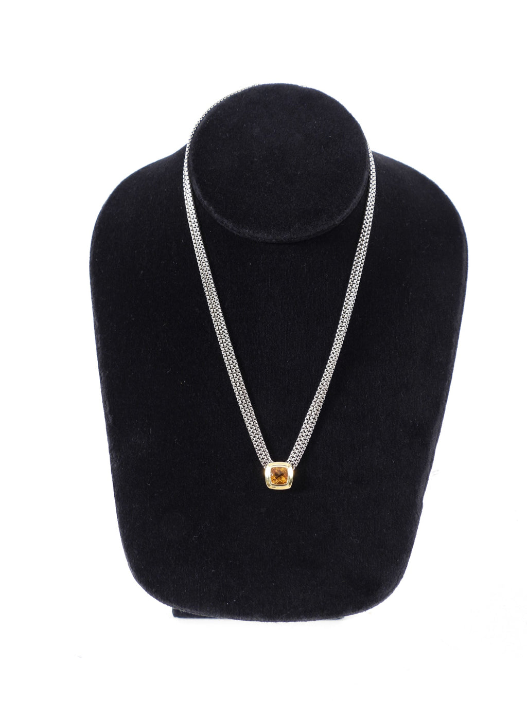 David Yurman Sterling Silver 18k Gold Citrine Albion Triple Necklace