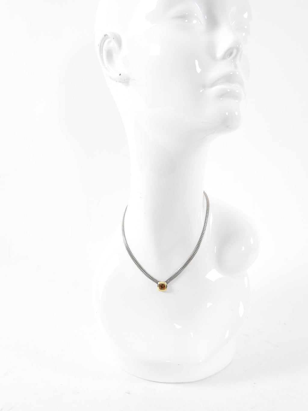 David Yurman Sterling Silver 18k Gold Citrine Albion Triple Necklace