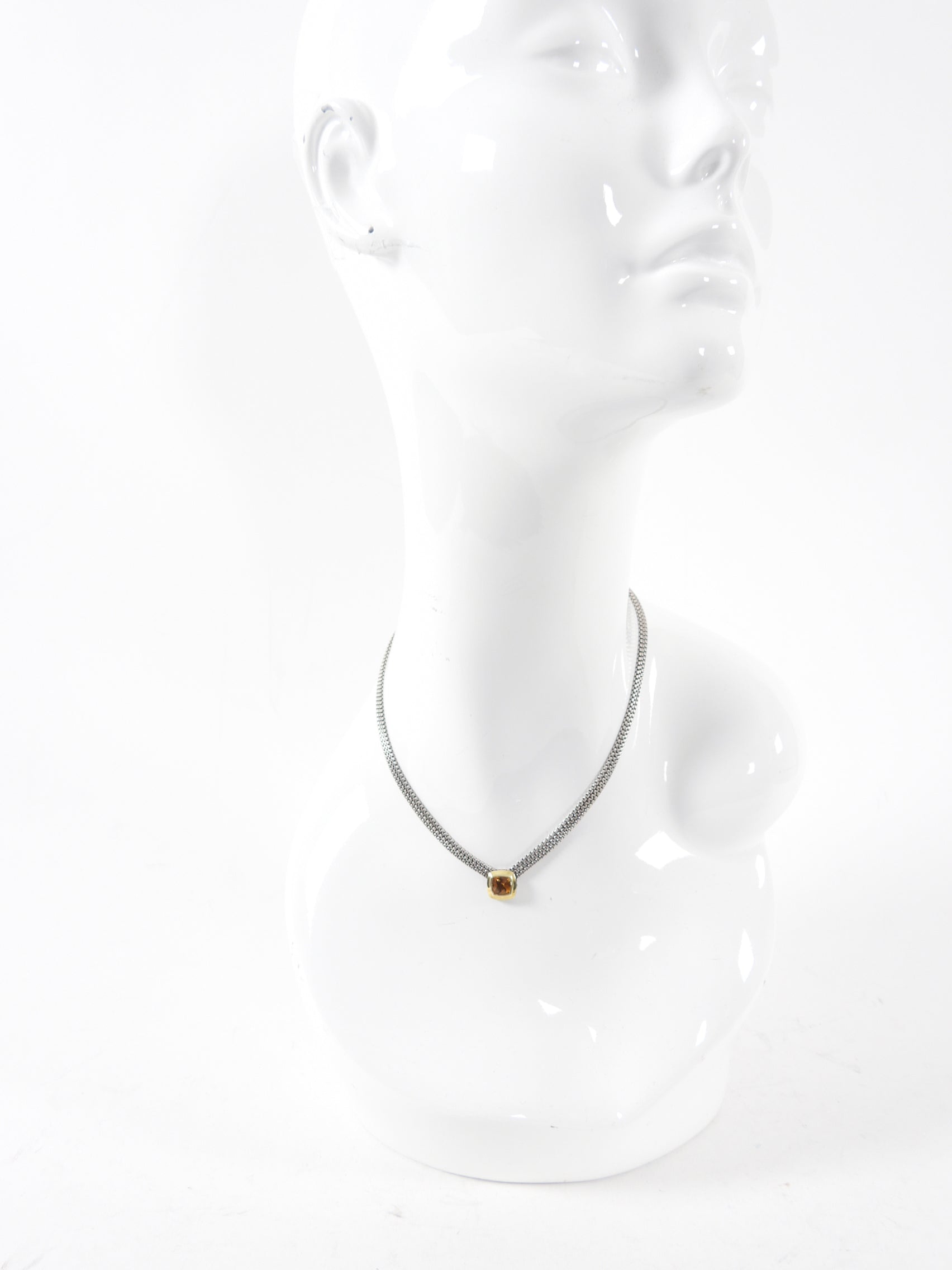 David Yurman Sterling Silver 18k Gold Citrine Albion Triple Necklace