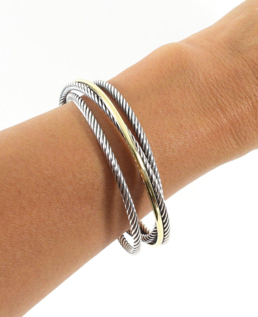 David Yurman Crossover 3 Row Cuff with 18k Gold