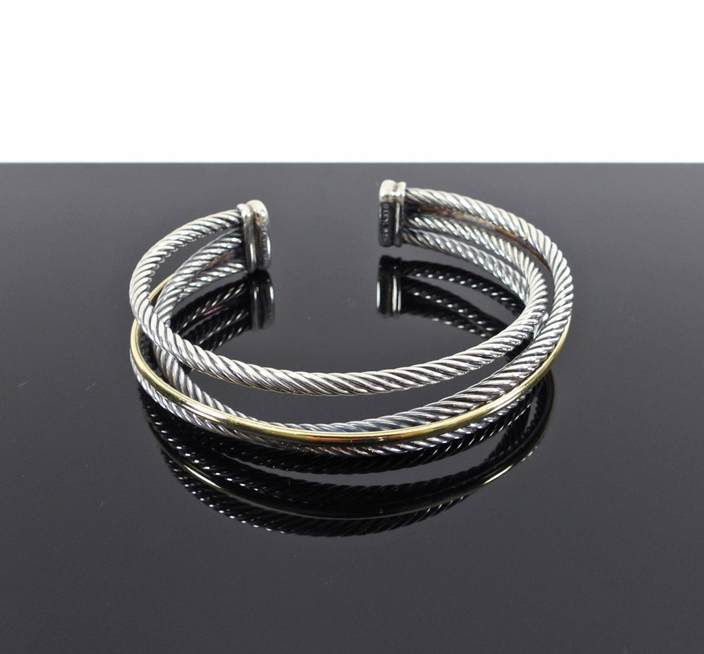 David Yurman Crossover 3 Row Cuff with 18k Gold