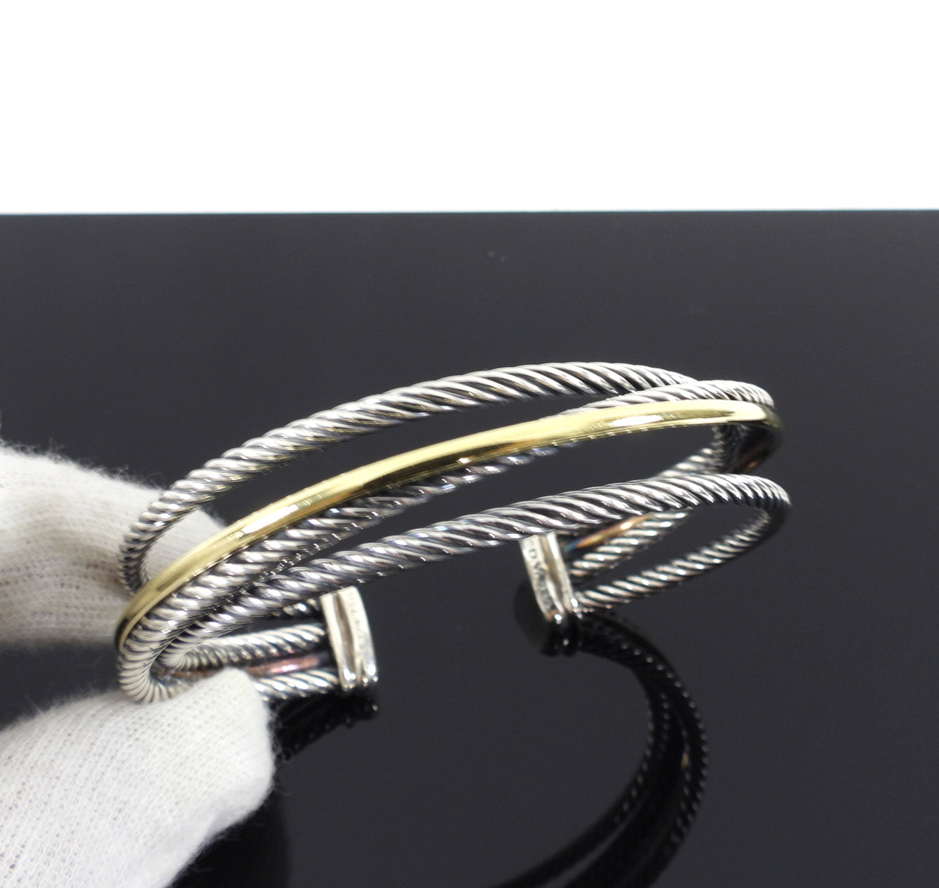 David Yurman Crossover 3 Row Cuff with 18k Gold
