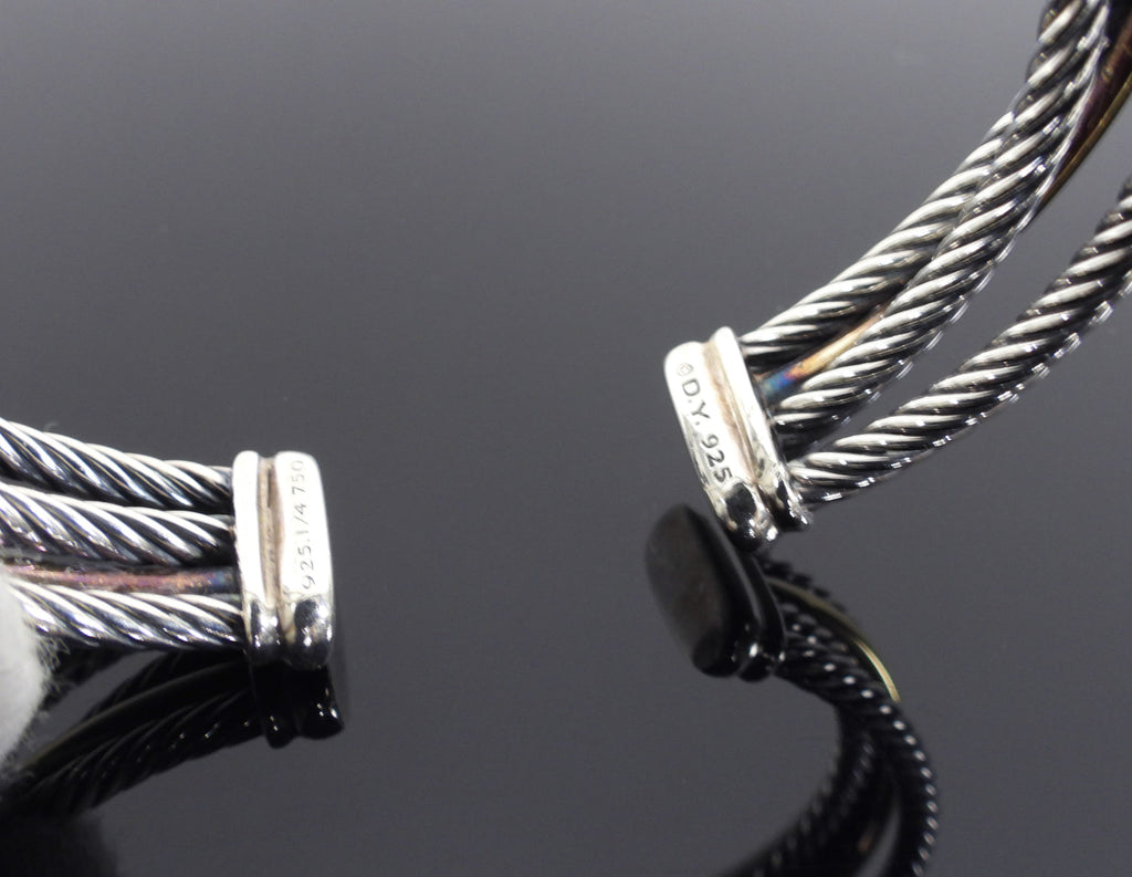 David Yurman Crossover 3 Row Cuff with 18k Gold