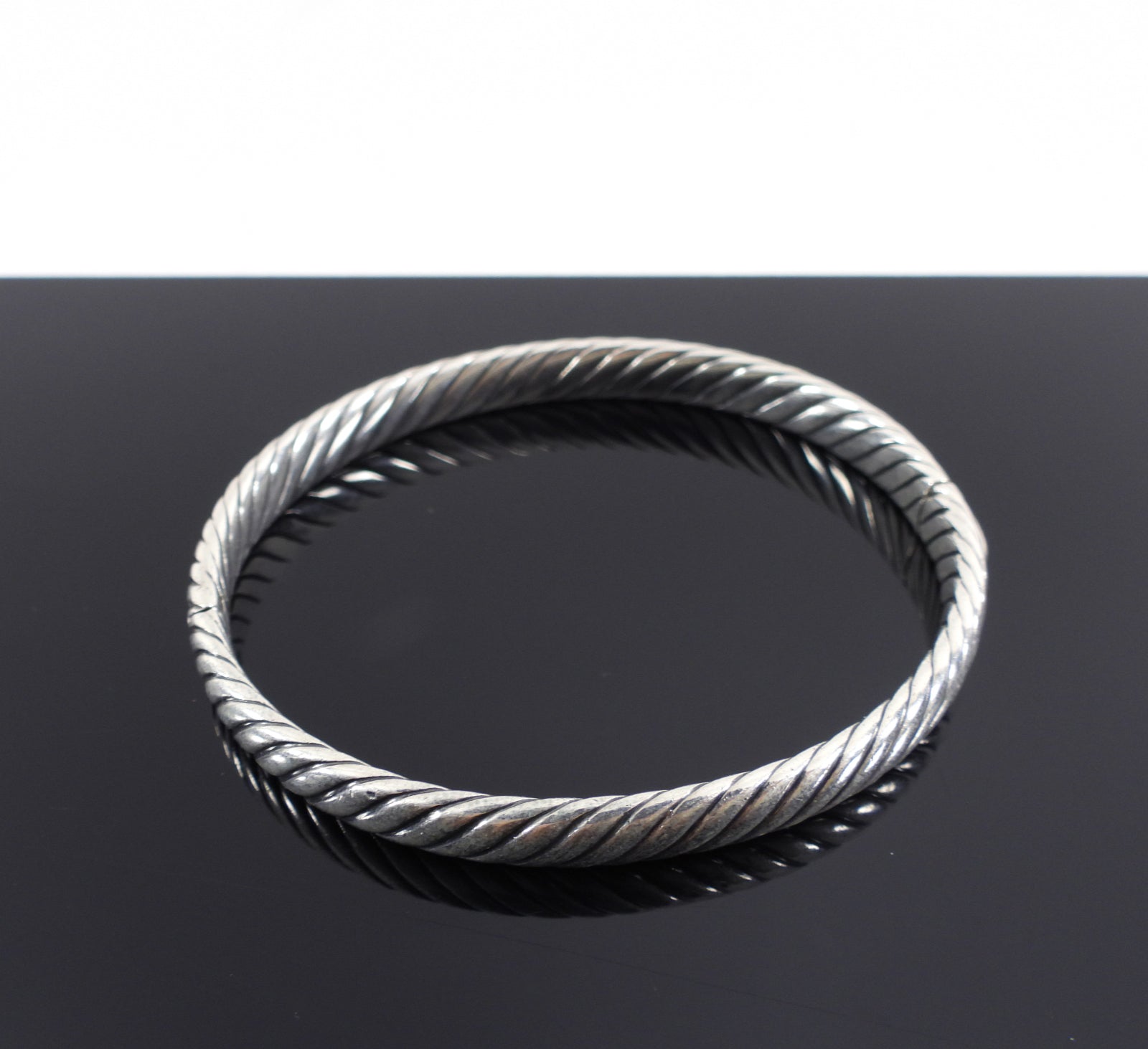 David Yurman Sterling Silver Cable Hinge Bangle Bracelet