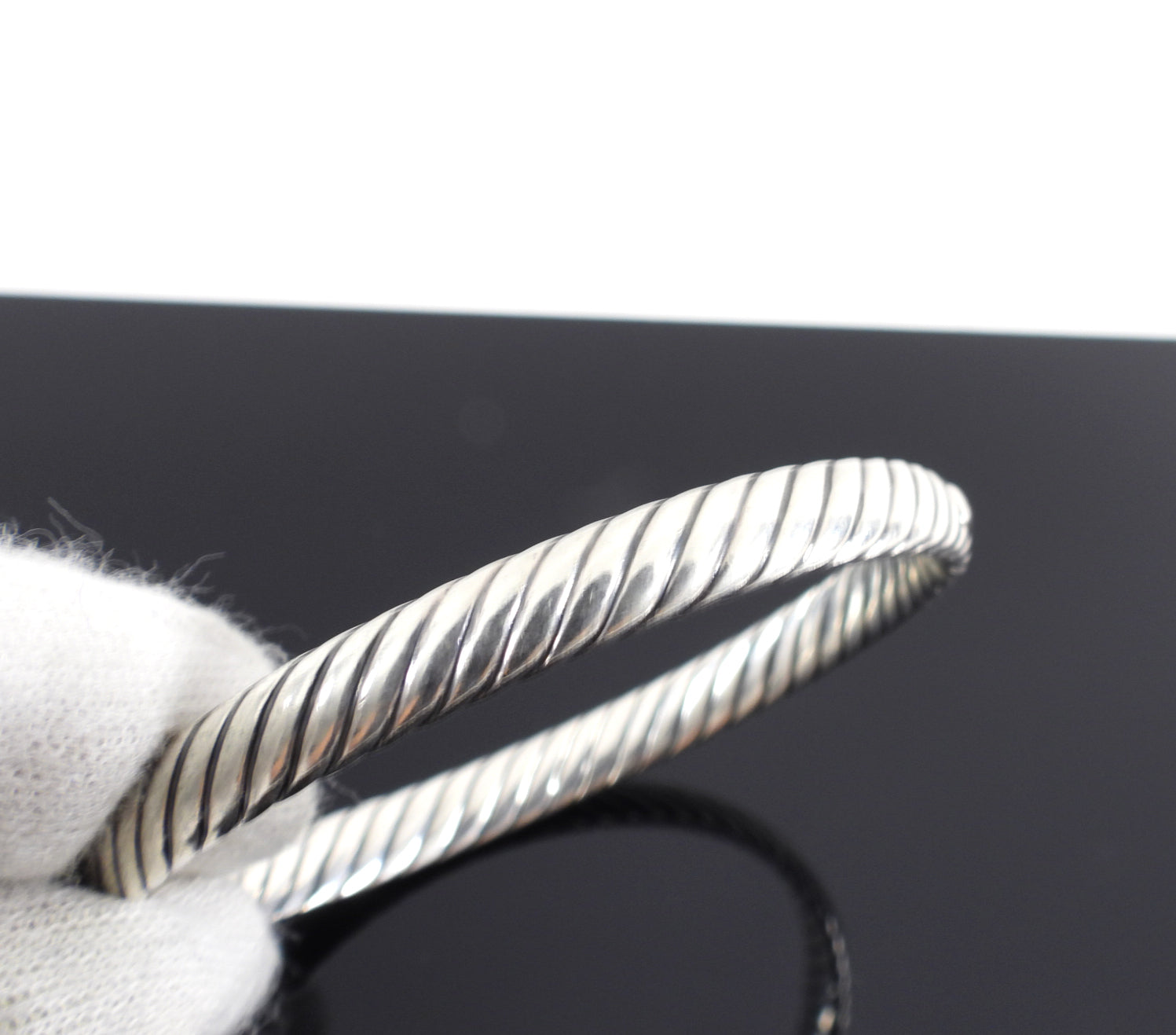 David Yurman Sterling Silver Cable Hinge Bangle Bracelet